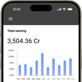 A smartphone screen displaying an overview of total earnings on the app, showcasing user income and financial progress.